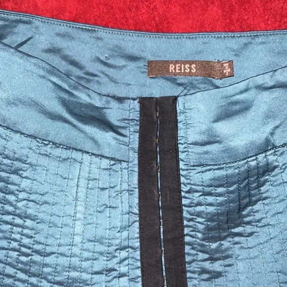 Reiss teal high waisted pleated corset detail circle skirt Sz 2 - Picture 6 of 17